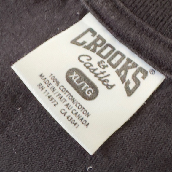 Crooks & Castles Men's black v neck Tee T-Shirt size XL - Picture 3 of 6